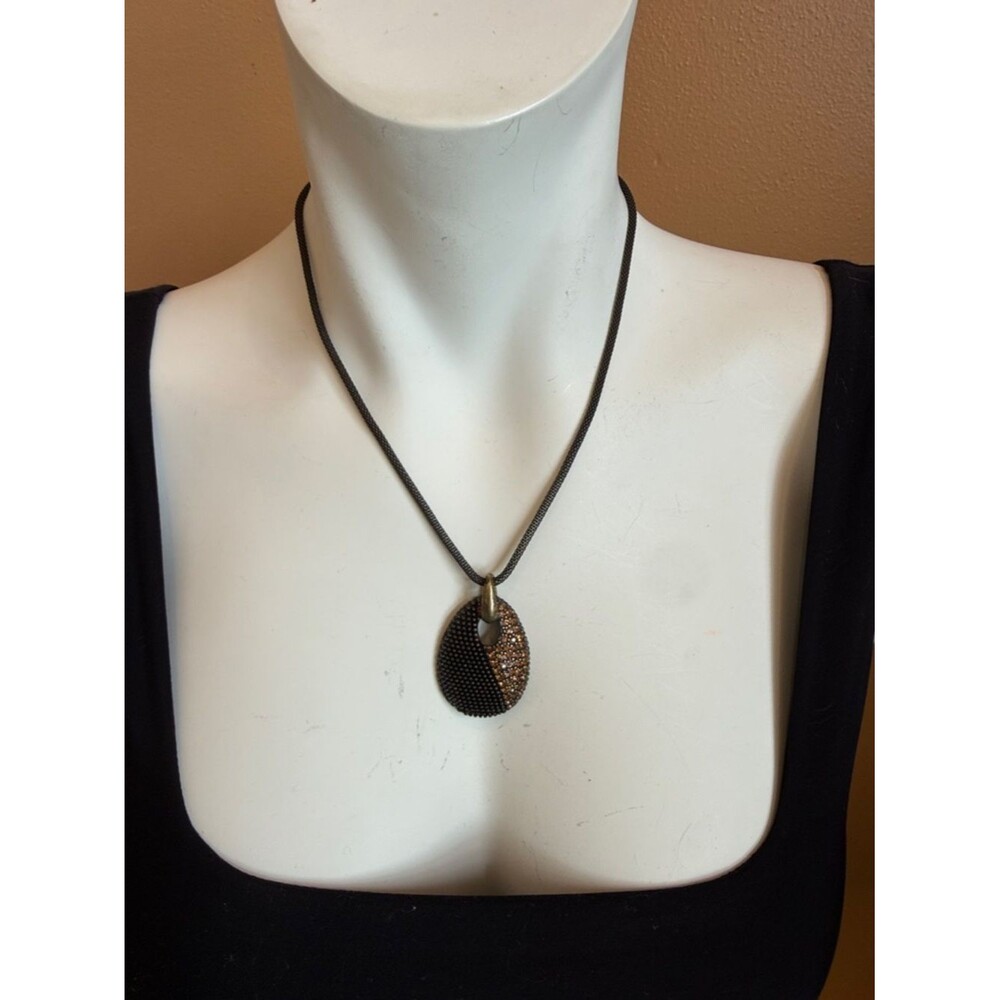 Lia Sophia Kiam Family Collection Elegant Black & Bronze Tear Drop Necklace